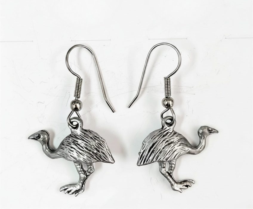 Pewter Emu Earrings